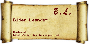Bider Leander névjegykártya